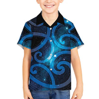 New Zealand Maori Matariki Family Matching Off Shoulder Maxi Dress and Hawaiian Shirt Galaxy Kowhaiwhai LT7 Son's Shirt Galaxy - Polynesian Pride