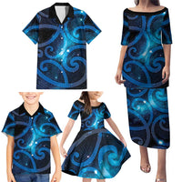 New Zealand Maori Matariki Family Matching Puletasi and Hawaiian Shirt Galaxy Kowhaiwhai LT7 - Polynesian Pride