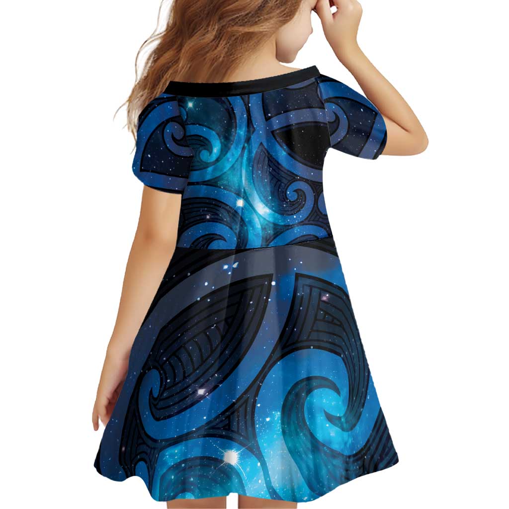 New Zealand Maori Matariki Family Matching Summer Maxi Dress and Hawaiian Shirt Galaxy Kowhaiwhai LT7 - Polynesian Pride
