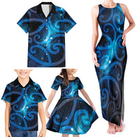 New Zealand Maori Matariki Family Matching Tank Maxi Dress and Hawaiian Shirt Galaxy Kowhaiwhai LT7 - Polynesian Pride
