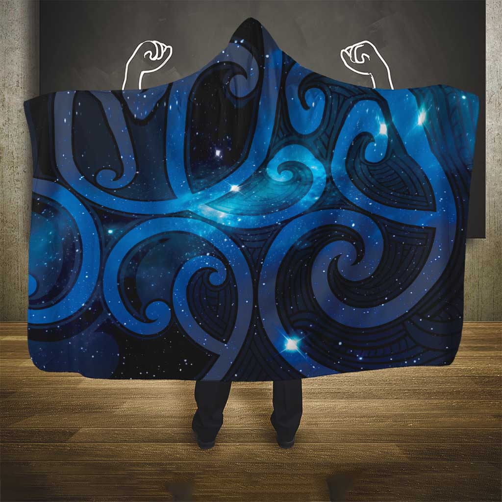 New Zealand Maori Matariki Hooded Blanket Galaxy Kowhaiwhai