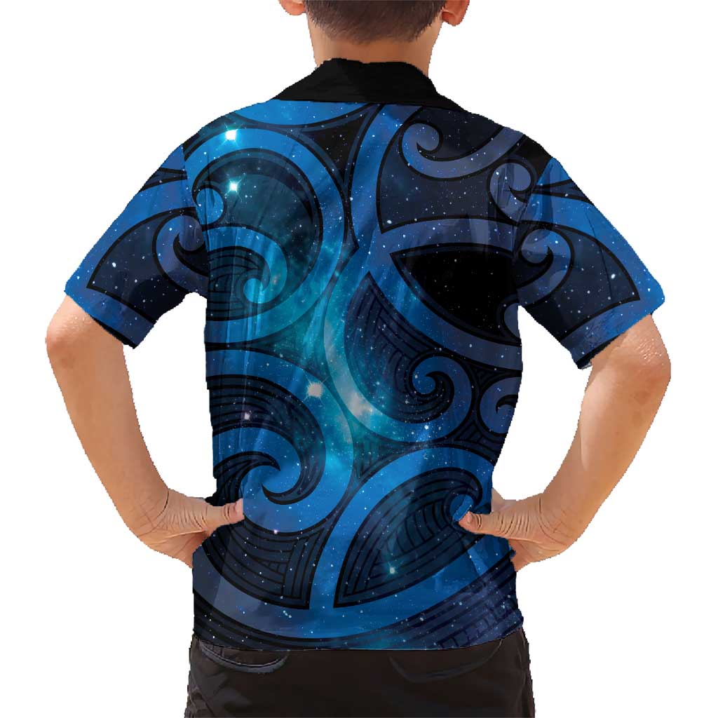 New Zealand Maori Matariki Kid Hawaiian Shirt Galaxy Kowhaiwhai
