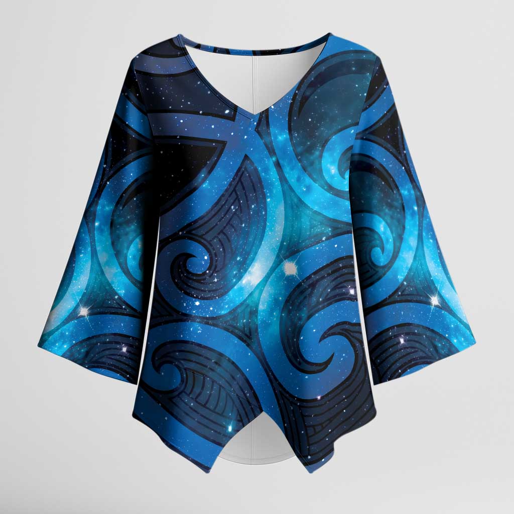 New Zealand Maori Matariki Kimono Sleeve Blouse Galaxy Kowhaiwhai LT7 Female Galaxy - Polynesian Pride