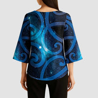 New Zealand Maori Matariki Kimono Sleeve Blouse Galaxy Kowhaiwhai LT7 - Polynesian Pride