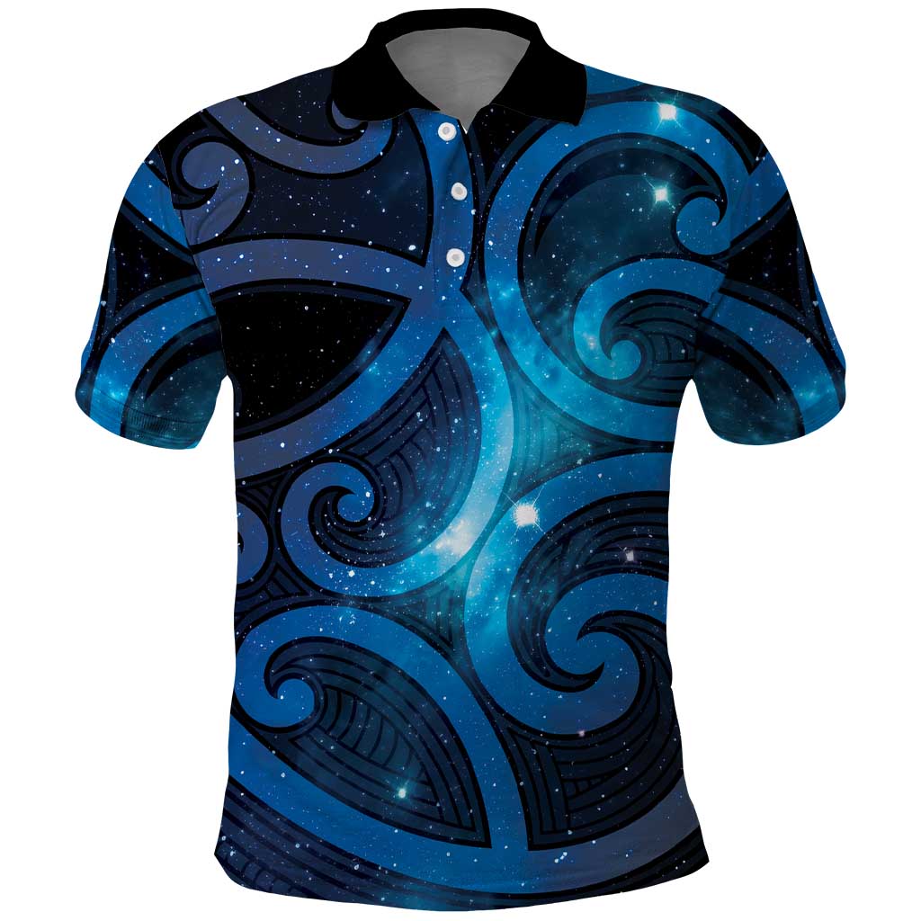 New Zealand Maori Matariki Polo Shirt Galaxy Kowhaiwhai