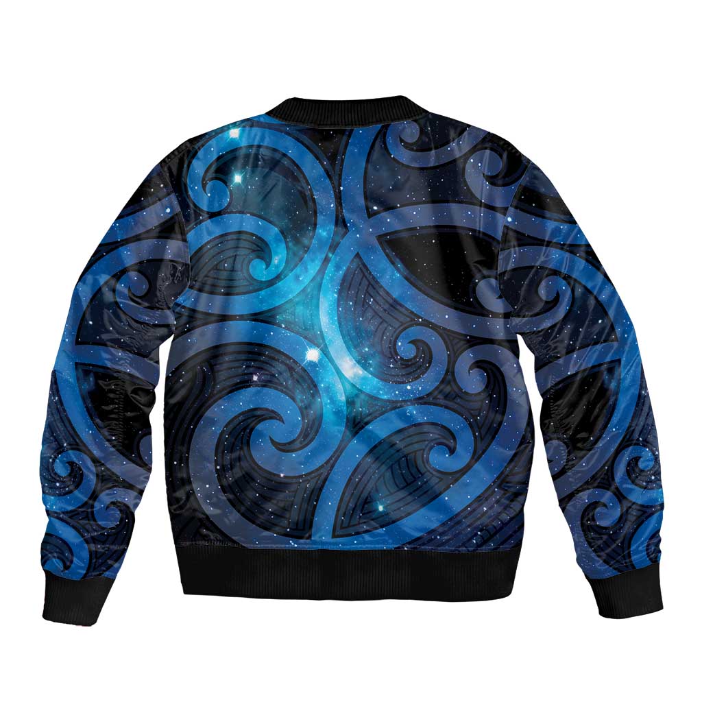 New Zealand Maori Matariki Sleeve Zip Bomber Jacket Galaxy Kowhaiwhai