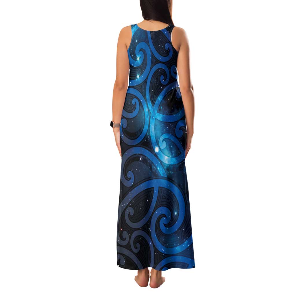 New Zealand Maori Matariki Tank Maxi Dress Galaxy Kowhaiwhai