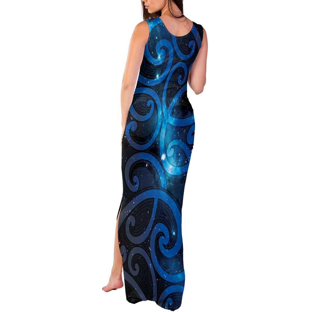 New Zealand Maori Matariki Tank Maxi Dress Galaxy Kowhaiwhai
