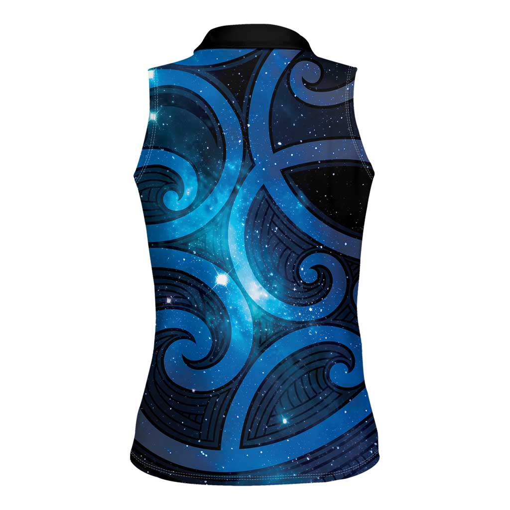 New Zealand Maori Matariki Women Sleeveless Polo Shirt Galaxy Kowhaiwhai