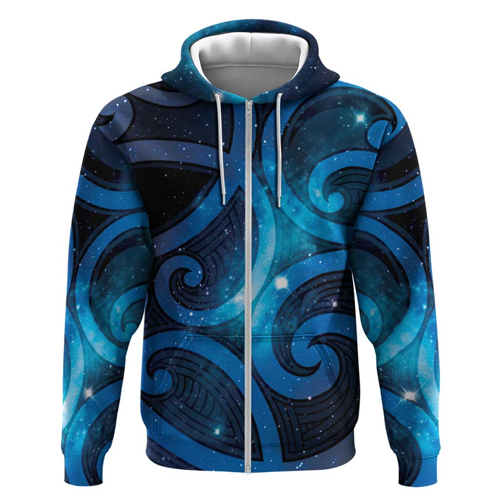 New Zealand Maori Matariki Zip Hoodie Galaxy Kowhaiwhai LT7 Zip Hoodie Galaxy - Polynesian Pride