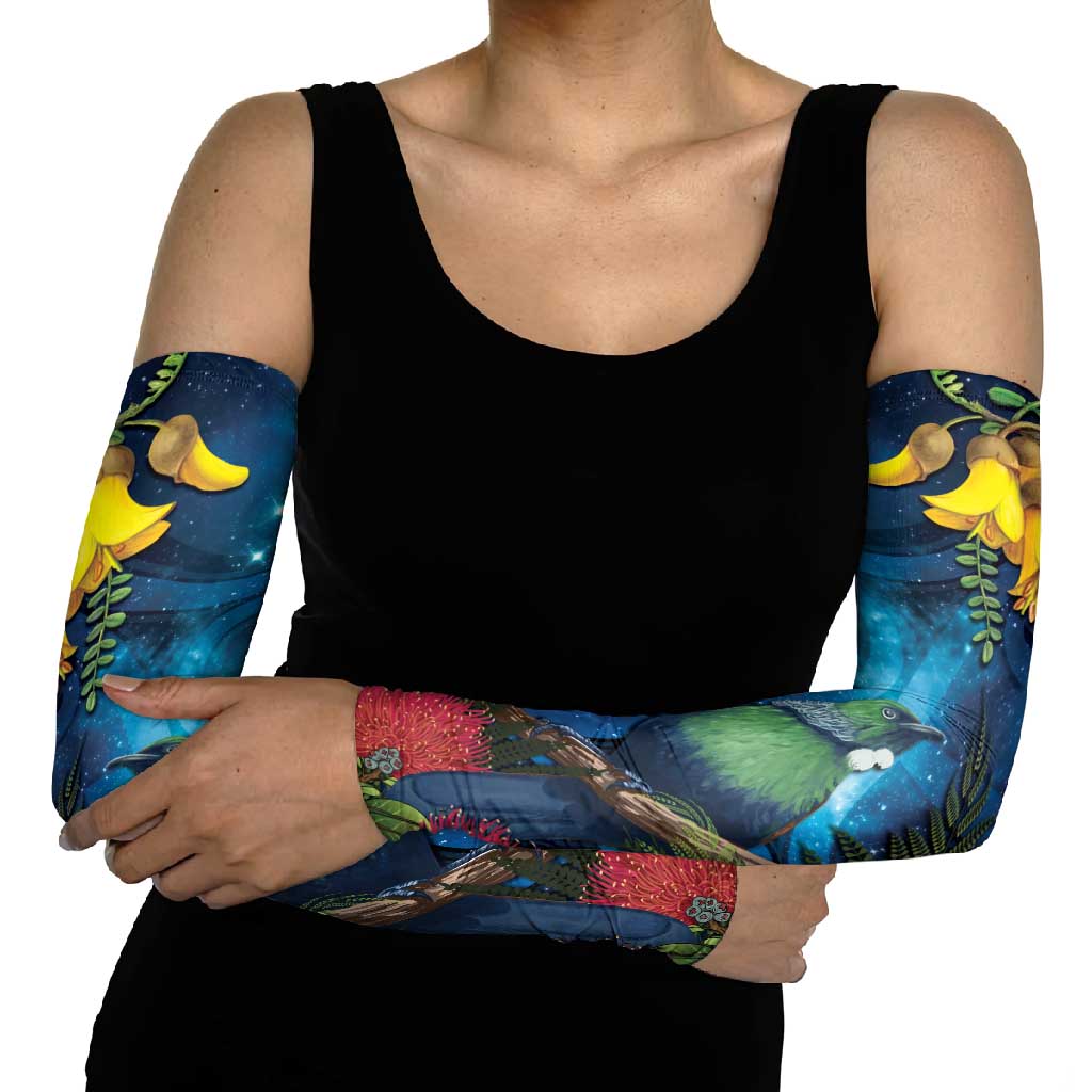Tui Bird New Zealand Starry Sky Arm Sleeves Maori Koru LT7 - Polynesian Pride