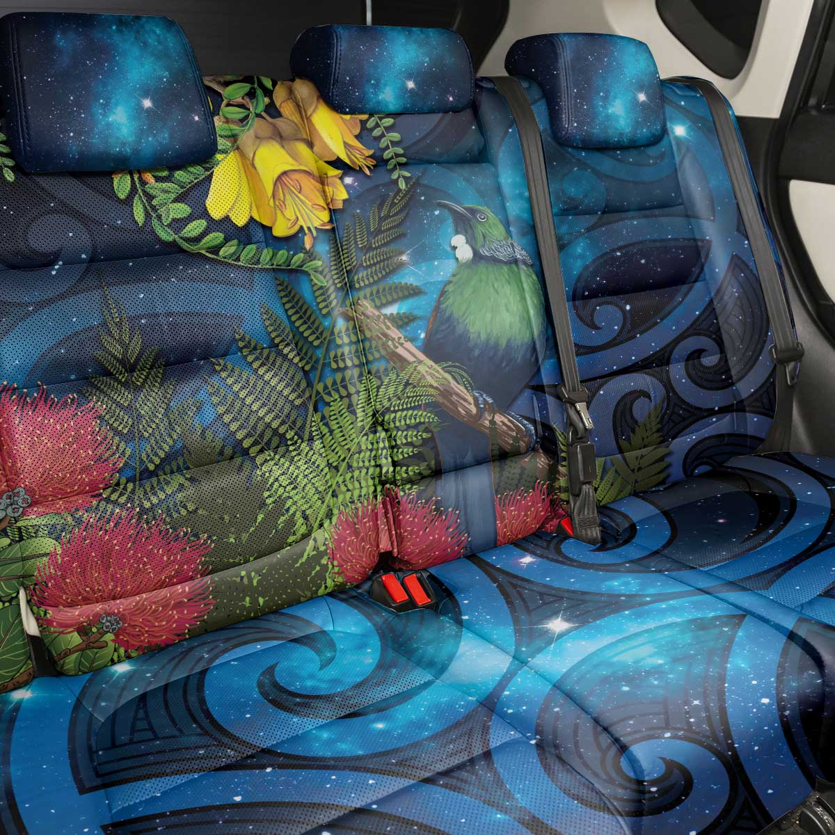 Tui Bird New Zealand Starry Sky Back Car Seat Cover Maori Koru LT7 - Polynesian Pride