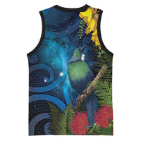 Tui Bird New Zealand Starry Sky Basketball Jersey Maori Koru