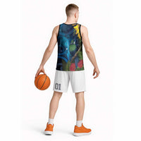 Tui Bird New Zealand Starry Sky Basketball Jersey Maori Koru