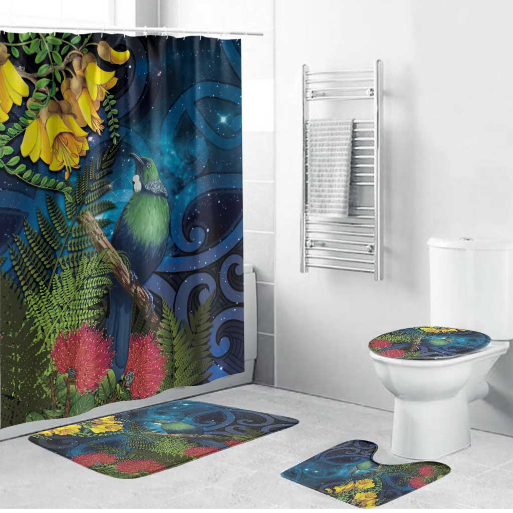 Tui Bird New Zealand Starry Sky Bathroom Set Maori Koru