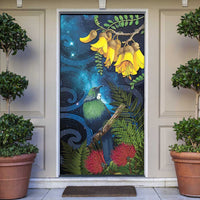Tui Bird New Zealand Starry Sky Door Cover Maori Koru