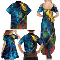 Tui Bird New Zealand Starry Sky Family Matching Summer Maxi Dress and Hawaiian Shirt Maori Koru LT7 - Polynesian Pride