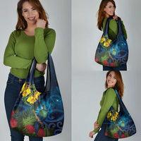 Tui Bird New Zealand Starry Sky Grocery Bag Maori Koru