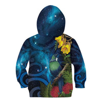 Tui Bird New Zealand Starry Sky Kid Hoodie Maori Koru