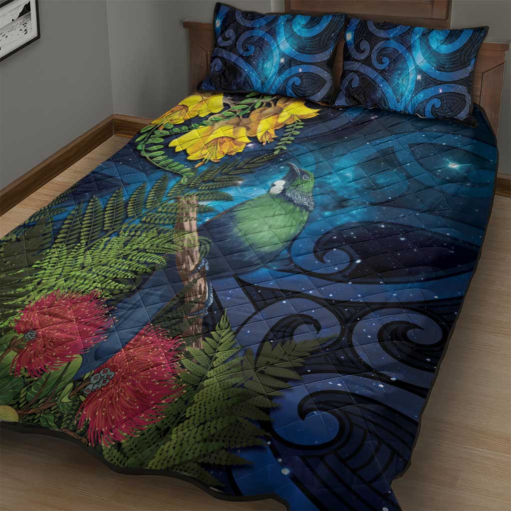 Tui Bird New Zealand Starry Sky Quilt Bed Set Maori Koru