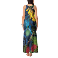 Tui Bird New Zealand Starry Sky Tank Maxi Dress Maori Koru LT7 - Polynesian Pride