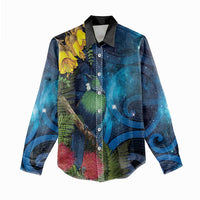 Tui Bird New Zealand Starry Sky Women Casual Shirt Maori Koru
