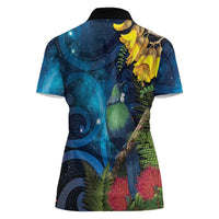 Tui Bird New Zealand Starry Sky Women Polo Shirt Maori Koru LT7 - Polynesian Pride