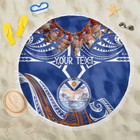 Yokwe Marshall Islands Personalized Beach Blanket Jemenei Day - Seashell Necklace LT7 One Size 150cm Blue - Polynesian Pride