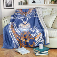 Yokwe Marshall Islands Personalized Blanket Jemenei Day - Seashell Necklace LT7 Blue - Polynesian Pride
