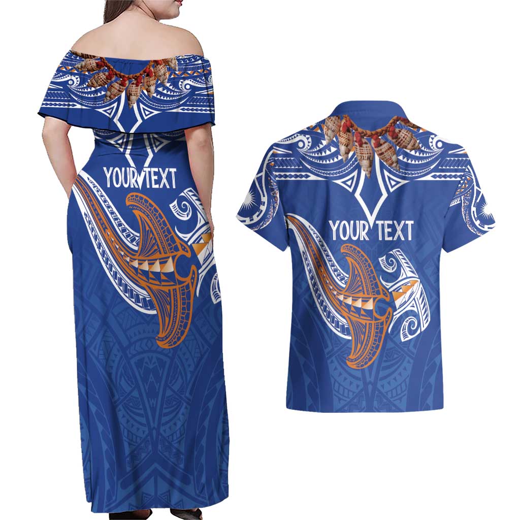Yokwe Marshall Islands Personalized Couples Matching Off Shoulder Maxi Dress and Hawaiian Shirt Jemenei Day - Seashell Necklace LT7 - Polynesian Pride
