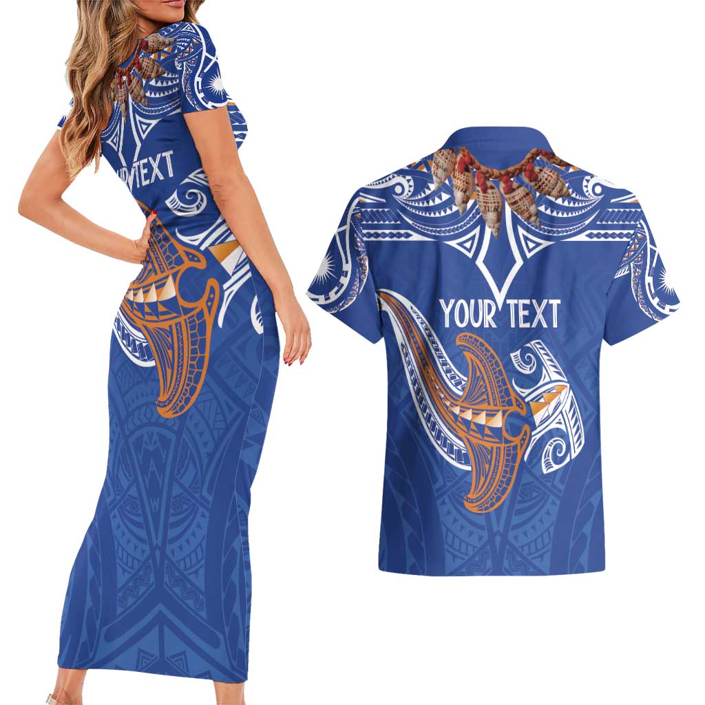 Yokwe Marshall Islands Personalized Couples Matching Short Sleeve Bodycon Dress and Hawaiian Shirt Jemenei Day - Seashell Necklace LT7 - Polynesian Pride