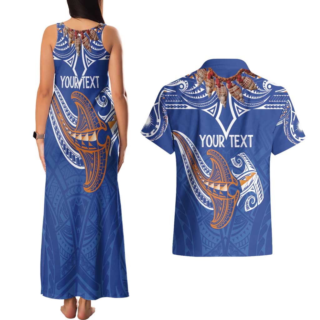 Yokwe Marshall Islands Personalized Couples Matching Tank Maxi Dress and Hawaiian Shirt Jemenei Day - Seashell Necklace LT7 - Polynesian Pride