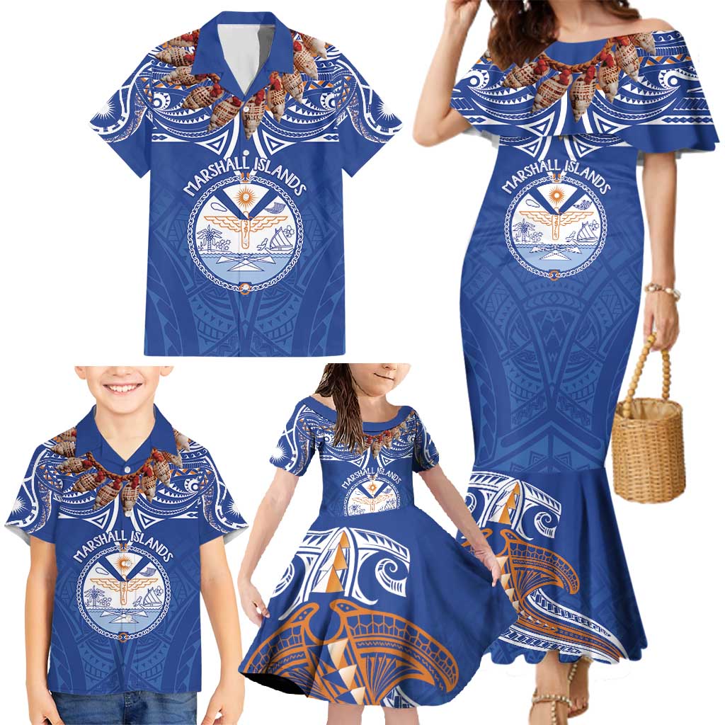 Yokwe Marshall Islands Personalized Family Matching Mermaid Dress and Hawaiian Shirt Jemenei Day - Seashell Necklace LT7 - Polynesian Pride