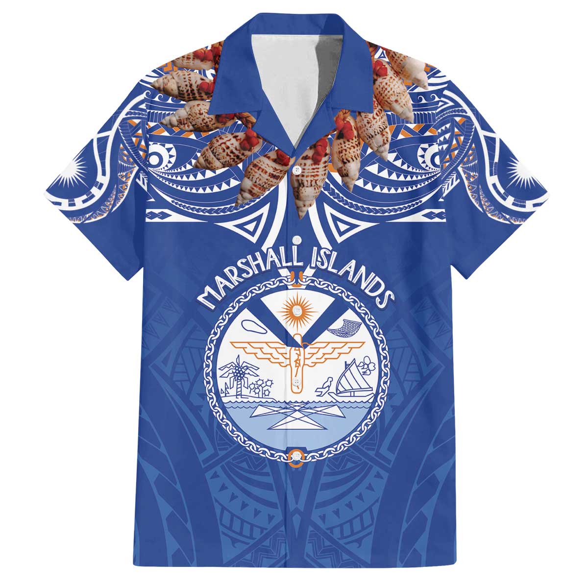 Yokwe Marshall Islands Personalized Family Matching Off The Shoulder Long Sleeve Dress and Hawaiian Shirt Jemenei Day - Seashell Necklace