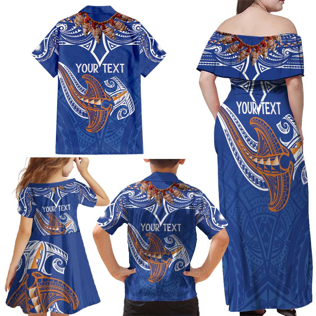Yokwe Marshall Islands Personalized Family Matching Off Shoulder Maxi Dress and Hawaiian Shirt Jemenei Day - Seashell Necklace