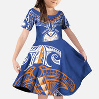 Yokwe Marshall Islands Personalized Family Matching Summer Maxi Dress and Hawaiian Shirt Jemenei Day - Seashell Necklace LT7 Daughter's Dress Blue - Polynesian Pride
