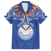 Yokwe Marshall Islands Personalized Family Matching Summer Maxi Dress and Hawaiian Shirt Jemenei Day - Seashell Necklace LT7 Dad's Shirt - Short Sleeve Blue - Polynesian Pride