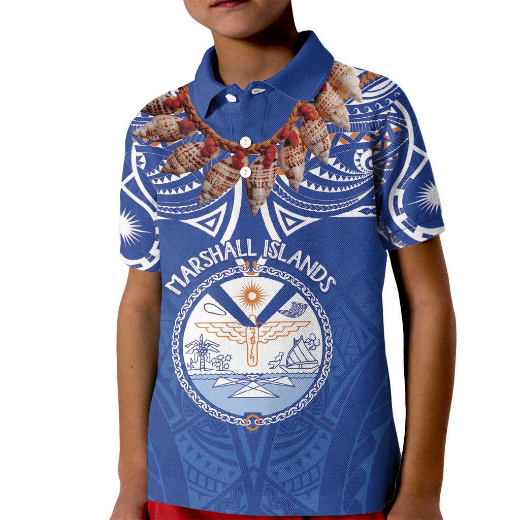 Yokwe Marshall Islands Personalized Kid Polo Shirt Jemenei Day - Seashell Necklace LT7 Kid Blue - Polynesian Pride