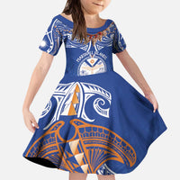 Yokwe Marshall Islands Personalized Kid Short Sleeve Dress Jemenei Day - Seashell Necklace