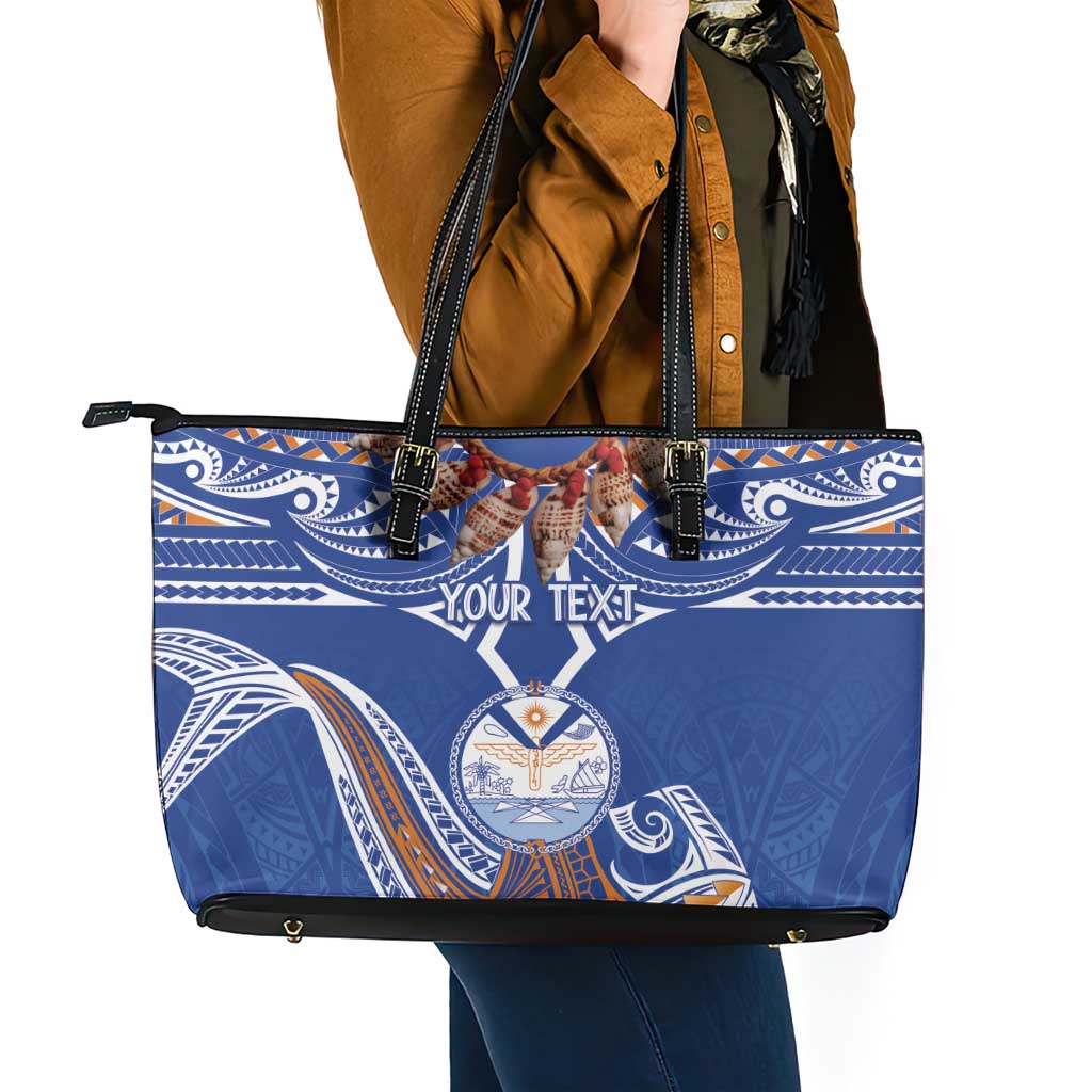Yokwe Marshall Islands Personalized Leather Tote Bag Jemenei Day - Seashell Necklace LT7 - Polynesian Pride