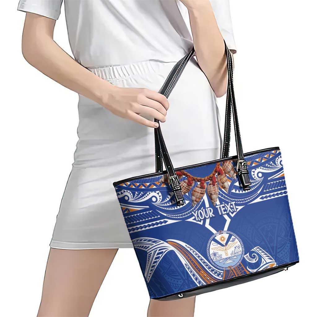 Yokwe Marshall Islands Personalized Leather Tote Bag Jemenei Day - Seashell Necklace LT7 - Polynesian Pride