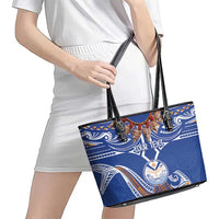 Yokwe Marshall Islands Personalized Leather Tote Bag Jemenei Day - Seashell Necklace LT7 - Polynesian Pride