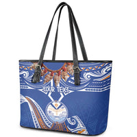 Yokwe Marshall Islands Personalized Leather Tote Bag Jemenei Day - Seashell Necklace LT7 - Polynesian Pride