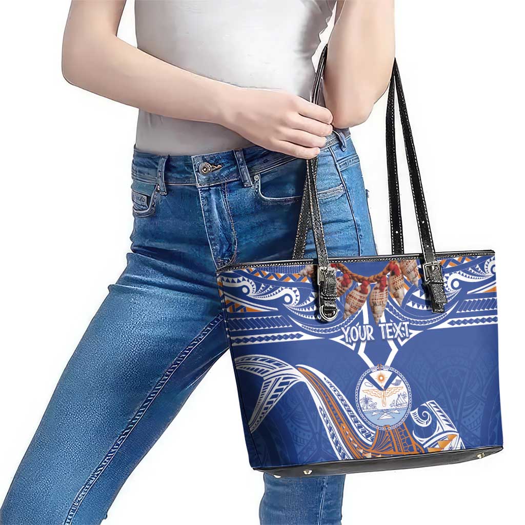 Yokwe Marshall Islands Personalized Leather Tote Bag Jemenei Day - Seashell Necklace LT7 - Polynesian Pride