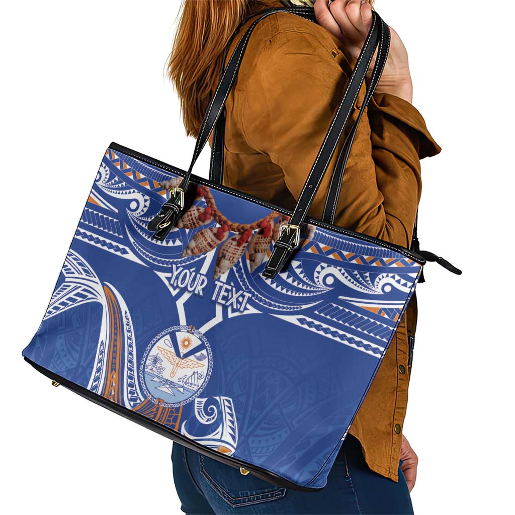 Yokwe Marshall Islands Personalized Leather Tote Bag Jemenei Day - Seashell Necklace LT7 - Polynesian Pride