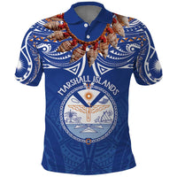 Yokwe Marshall Islands Personalized Polo Shirt Jemenei Day - Seashell Necklace LT7 Blue - Polynesian Pride