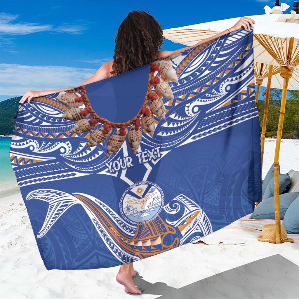Yokwe Marshall Islands Personalized Sarong Jemenei Day - Seashell Necklace LT7 One Size 44 x 66 inches Blue - Polynesian Pride