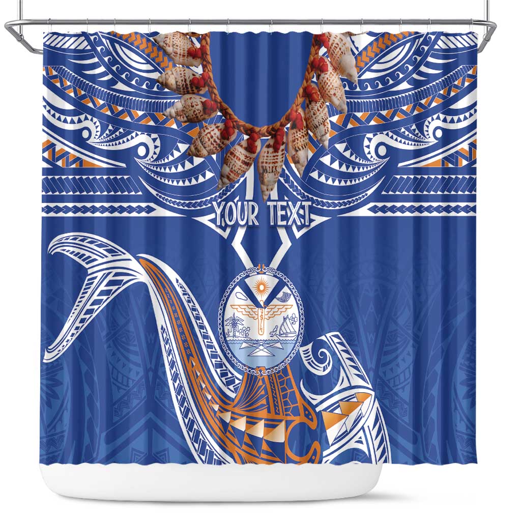 Yokwe Marshall Islands Personalized Shower Curtain Jemenei Day - Seashell Necklace LT7 Blue - Polynesian Pride