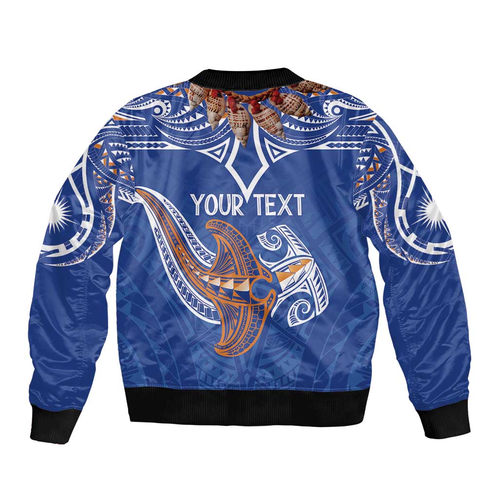 Yokwe Marshall Islands Personalized Sleeve Zip Bomber Jacket Jemenei Day - Seashell Necklace LT7 - Polynesian Pride