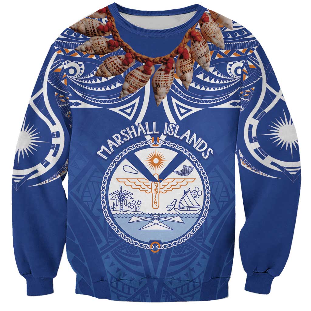 Yokwe Marshall Islands Personalized Sweatshirt Jemenei Day - Seashell Necklace LT7 Unisex Blue - Polynesian Pride